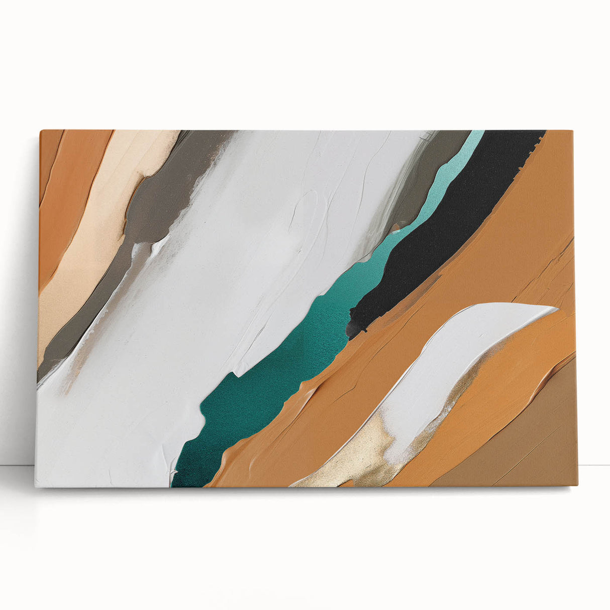 Colorful abstract wall art canvas featuring vibrant geometric patterns in shades of blue, orange, and yellow, ideal for modern home decor and artistic expression.
