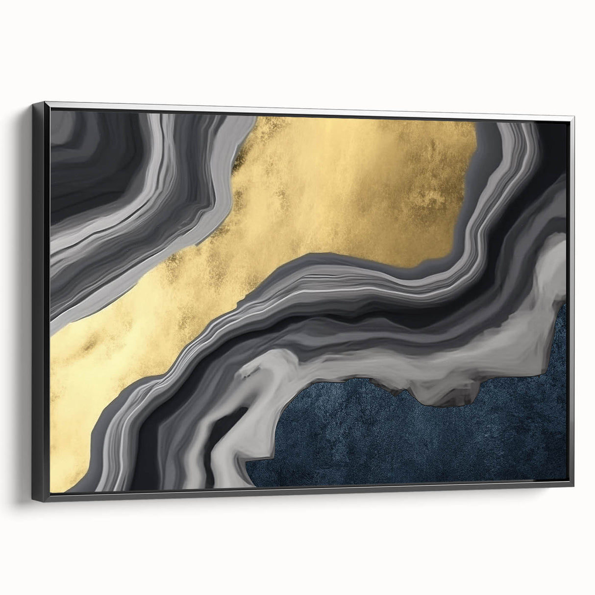 Colorful abstract wall art canvas print showcasing vibrant swirling patterns in blue, orange, and yellow tones, ideal for modern decor.