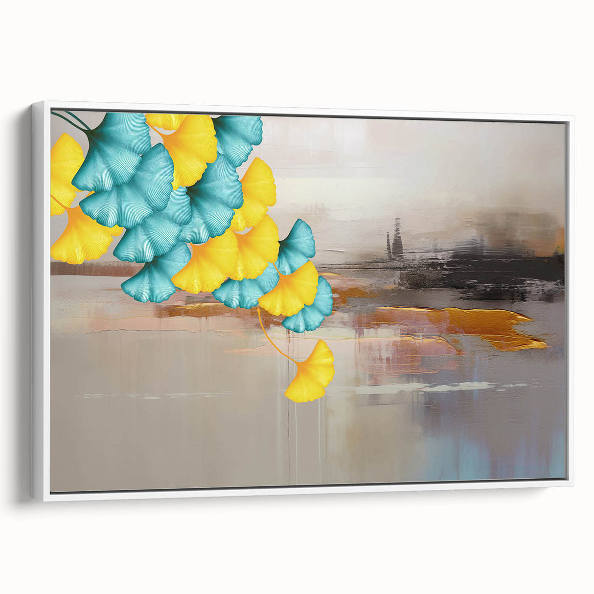 Abstract canvas art print showcasing vibrant colors and dynamic shapes, perfect for modern home decor or office spaces, emphasizing creativity and style.