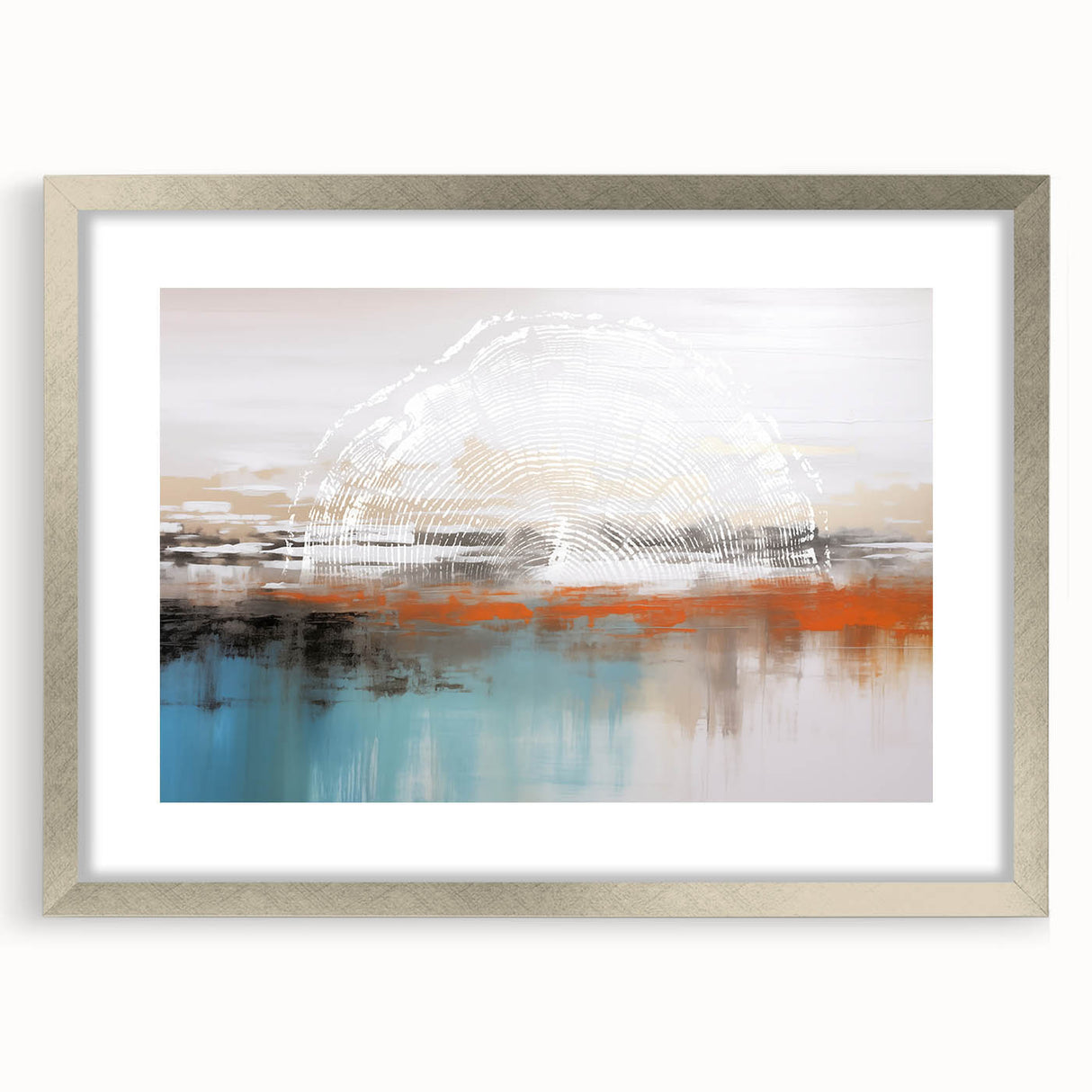 Colorful abstract canvas artwork showcasing vibrant shapes and patterns in shades of blue, orange, and yellow, perfect for modern home decor.