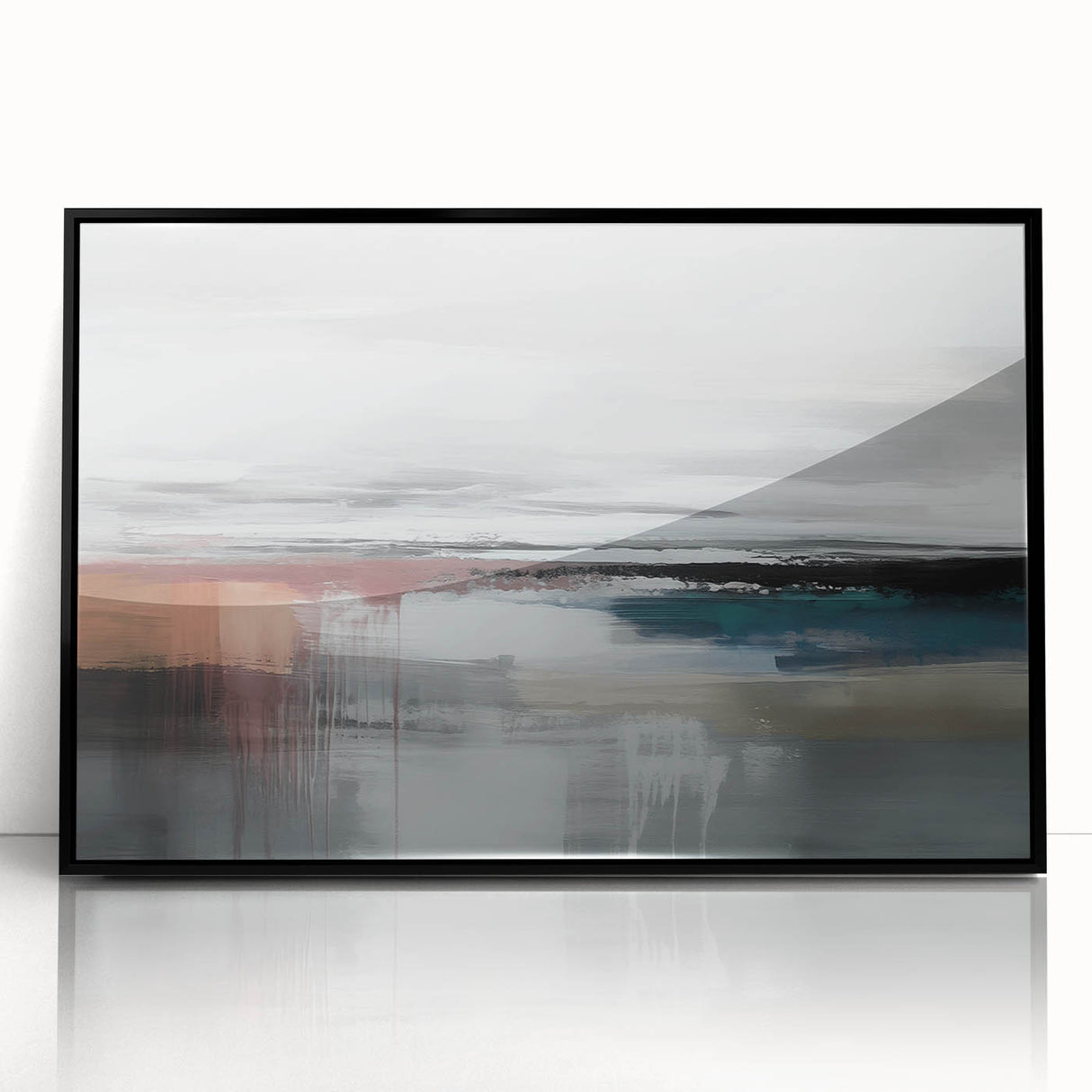 Colorful abstract wall art canvas print showcasing vibrant geometric shapes in shades of blue, orange, and yellow, ideal for modern decor.
