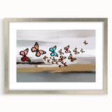 Abstract wall art canvas featuring vibrant colors and dynamic geometric shapes, designed to enhance modern interiors, displayed with a soft shadow effect.