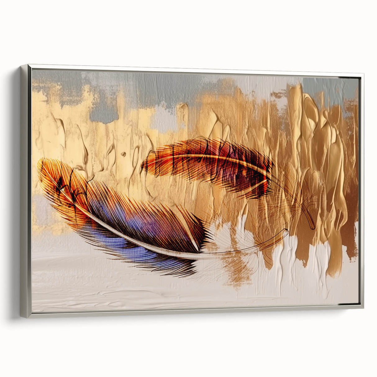 Abstract wall art canvas print showcasing vibrant colors and dynamic shapes, ideal for modern decor, presented in a protective cardboard tube.