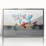 Abstract canvas painting showcasing vibrant colors and dynamic shapes, perfect for modern home decor or artistic spaces, emphasizing creativity and style.