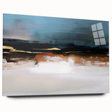 Abstract wall art canvas print showcasing vibrant, swirling colors of blue, orange, and yellow, designed to enhance modern interiors with a bold statement. Perfect for contemporary home decor, this piece adds a touch of creativity and energy to any space.