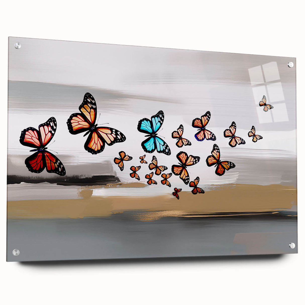 Abstract wall art canvas print showcasing vibrant colors and dynamic shapes, perfect for modern decor, rolled and ready for framing. Ideal for enhancing living spaces.