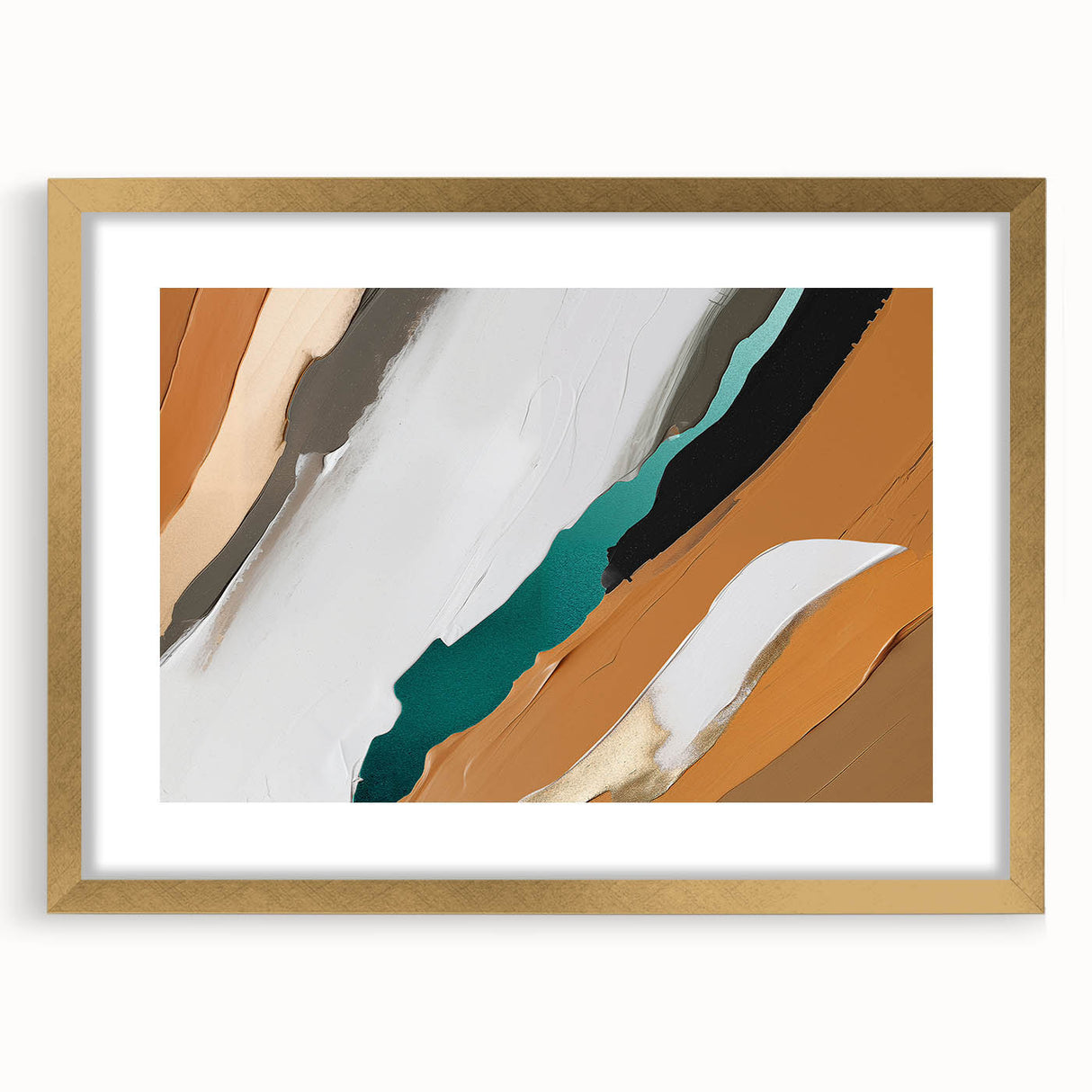 Abstract wall art canvas in vibrant blues and oranges, showcasing dynamic geometric patterns, rolled neatly in a protective cardboard tube for easy transport.