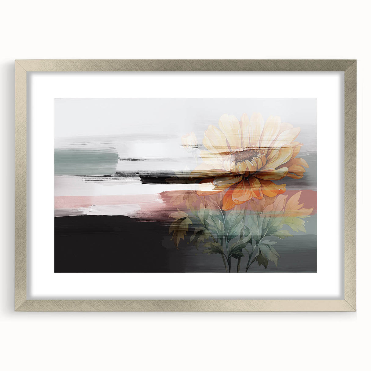 Abstract wall art canvas featuring a vibrant mix of blue, orange, and yellow hues, showcasing dynamic shapes and textures, perfect for modern decor.