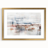Abstract canvas print showcasing vibrant geometric patterns in shades of blue, orange, and yellow, perfect for modern home decor.