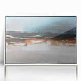 Abstract wall art canvas featuring vibrant colors and geometric shapes, ideal for modern home decor, presented in a protective cardboard tube.