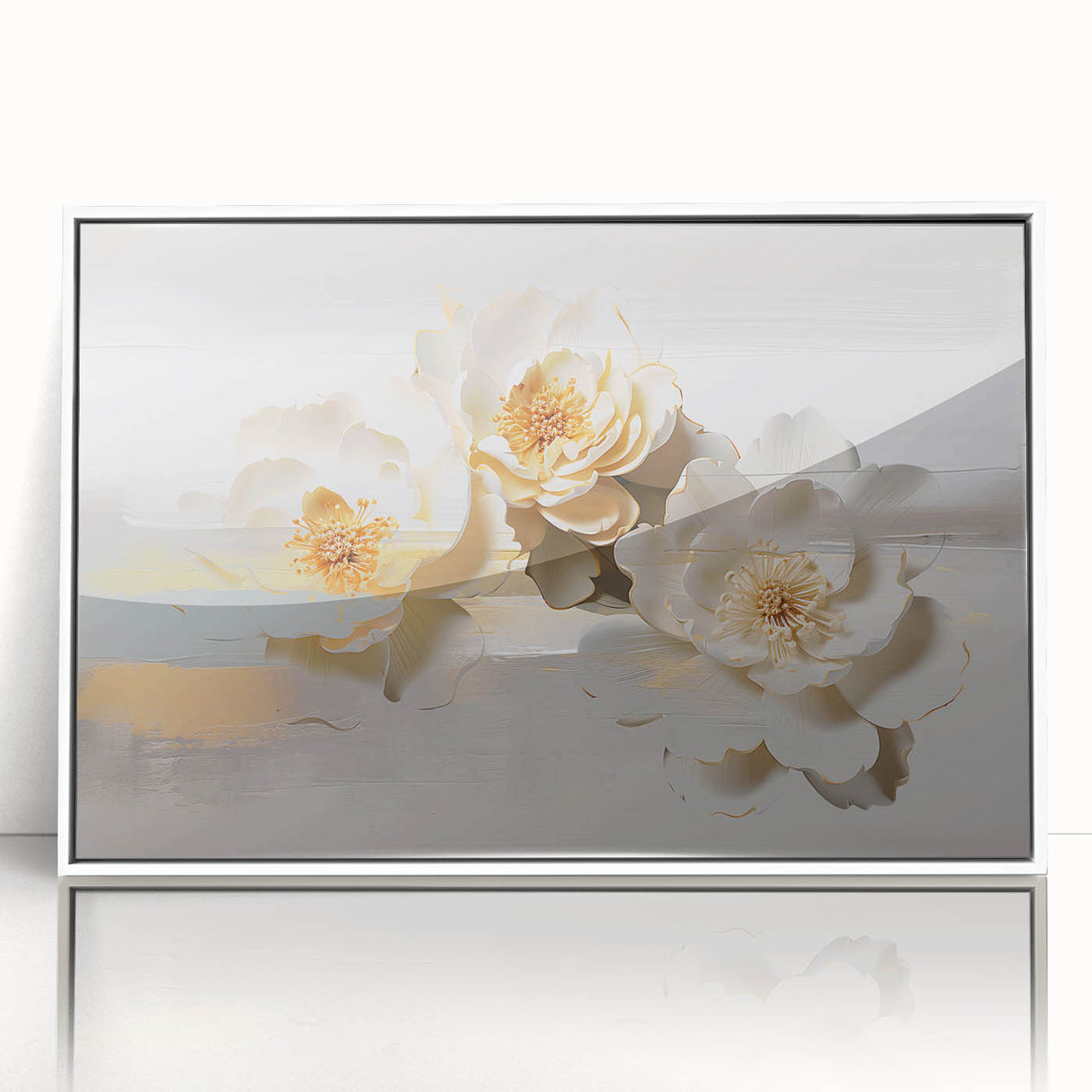 Abstract wall art canvas featuring vibrant colors and fluid shapes, ideal for modern decor, showcasing a blend of blues, pinks, and gold accents.
