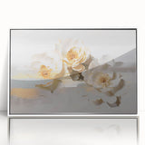 Abstract wall art canvas featuring vibrant colors and fluid shapes, ideal for modern decor, showcasing a blend of blues, pinks, and gold accents.