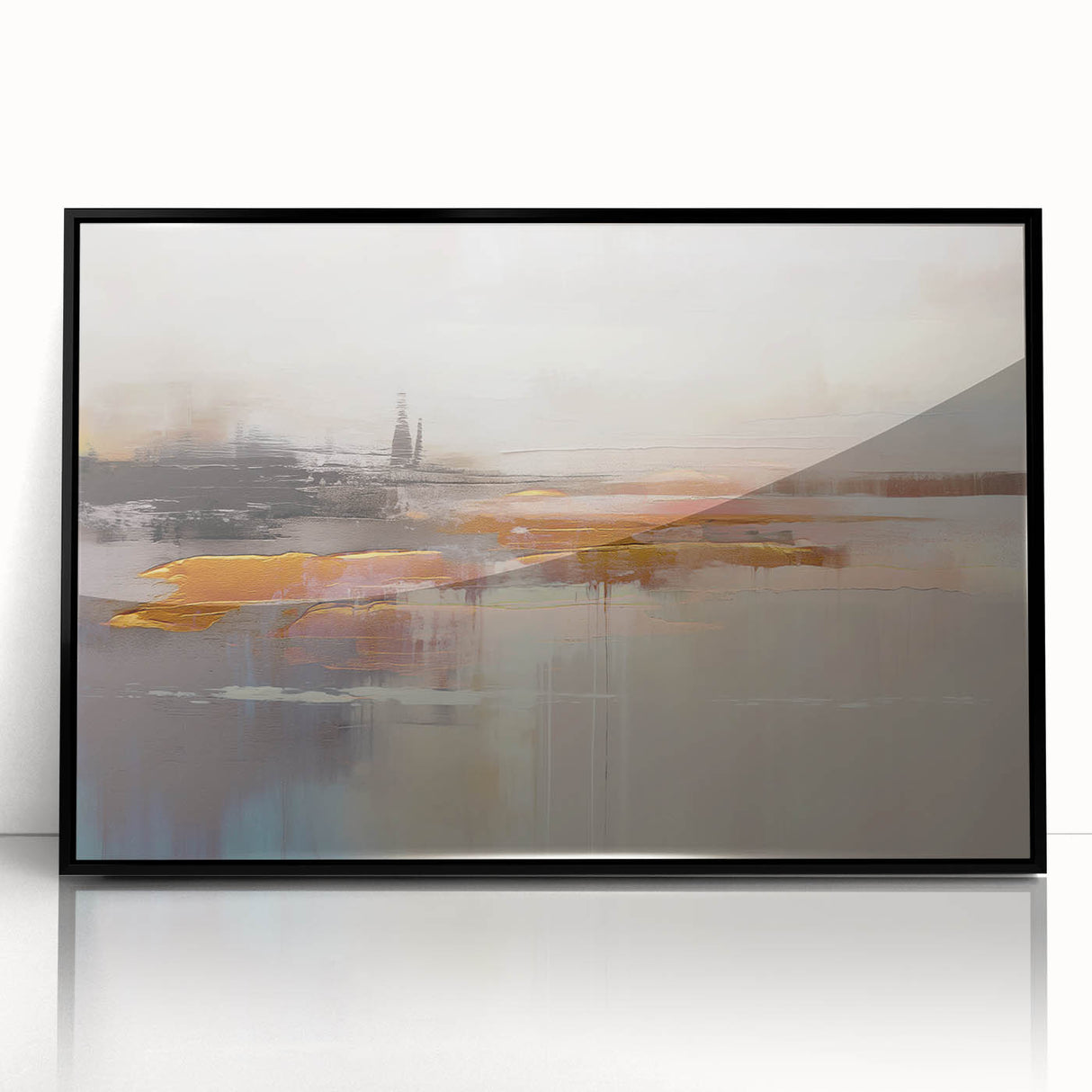 Colorful abstract wall art canvas print showcasing vibrant swirls of blue, orange, and yellow, perfect for modern home decor.