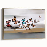 Abstract canvas art showcasing vibrant blue and orange geometric shapes with intricate patterns, ideal for modern home decor and artistic expression.