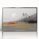 Abstract canvas artwork showcasing vibrant geometric patterns in bold colors, designed to enhance modern home decor. Perfectly rolled and securely packaged in a protective cardboard tube.