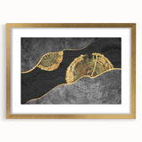 Colorful abstract wall art print featuring swirling shapes and bold hues of blue, orange, and yellow, ideal for modern home decor.