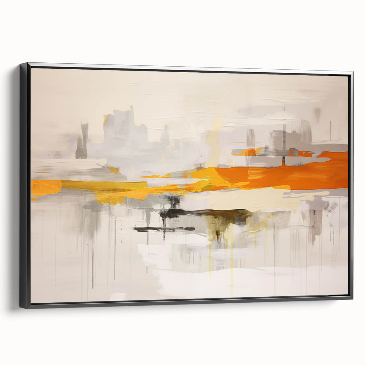 Abstract wall art canvas print showcasing vibrant colors and dynamic shapes, perfect for modern decor, displayed against a neutral background.