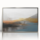 Colorful abstract art canvas featuring swirling patterns in vibrant blues, oranges, and yellows, designed to enhance modern interior spaces. Perfect for adding a bold artistic touch to home decor.