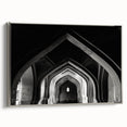 Landscape art painting featuring a vintage poster style in colorful hues on black background, suitable for living room decor.