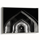 Landscape art painting featuring a vintage poster style in colorful hues on black background, suitable for living room decor.