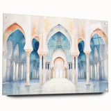 Large abstract wall art featuring swirling blue and grey tones on canvas, suitable for bedroom or dining room decor.