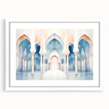 Extra large abstract art print on canvas, featuring textured swirls in muted gray and blue tones.