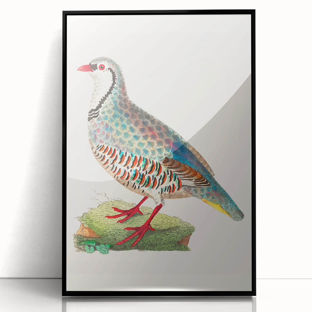 Framed acrylic artwork showcasing a modern black abstract design, elegantly displayed from the front view against a neutral background, perfect for contemporary home decor.