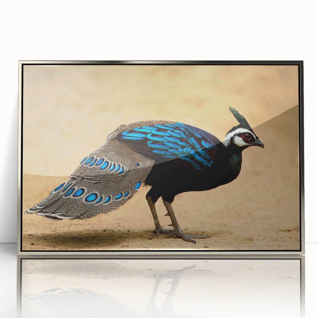 Framed acrylic artwork showcasing a vibrant silver abstract design, highlighting intricate details and a polished finish, ideal for contemporary home decor.