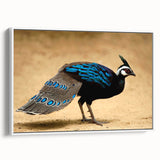 Framed canvas wall art showcasing a vibrant abstract design with bold colors, displayed from a side view against a clean white background, ideal for modern decor.