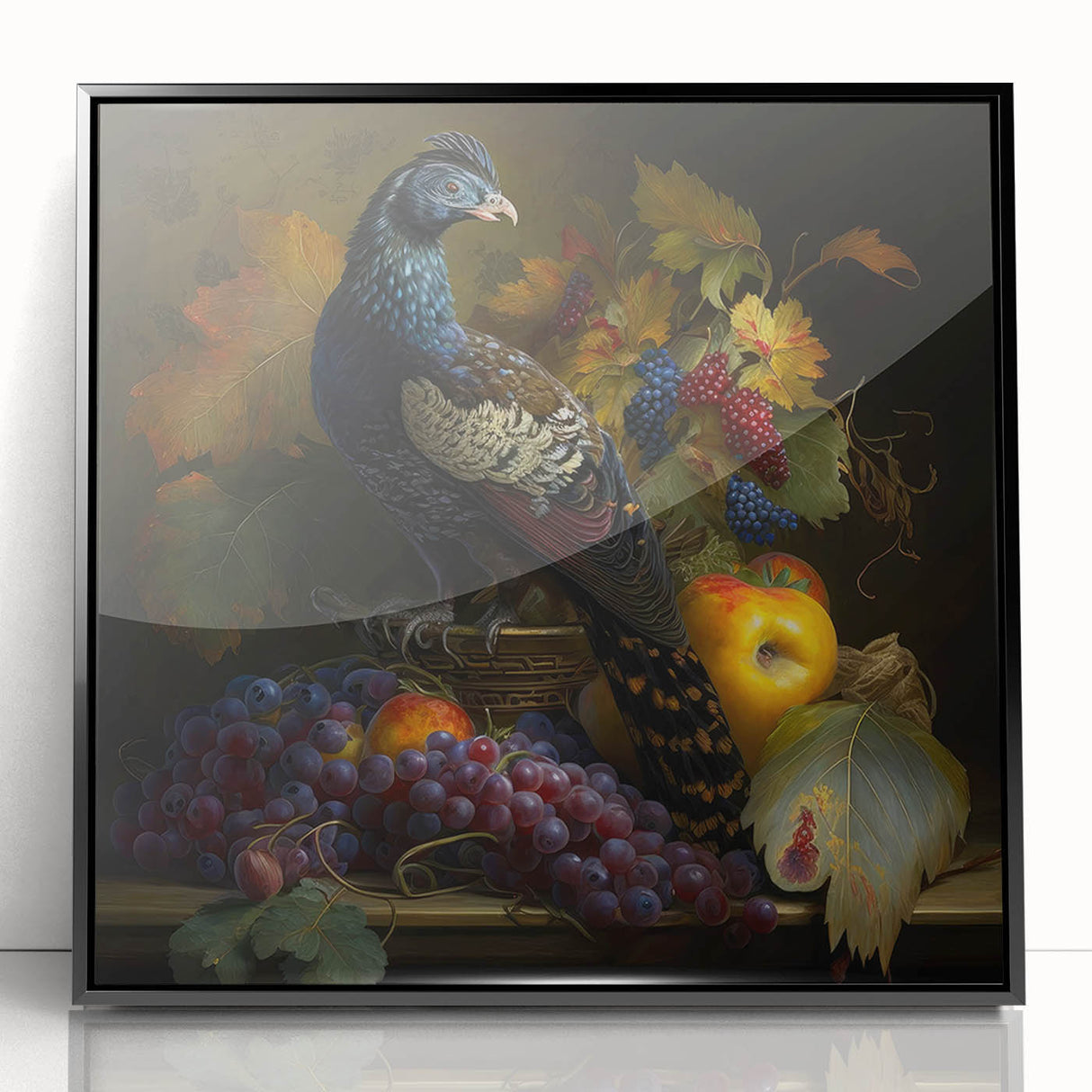 Framed acrylic artwork showcasing a modern black design, viewed from the front, perfect for contemporary home decor. Ideal for stylish interior decoration.