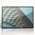 Large abstract wall art in muted gray and blue tones on a framed acrylic print, suitable for modern art wall decor.