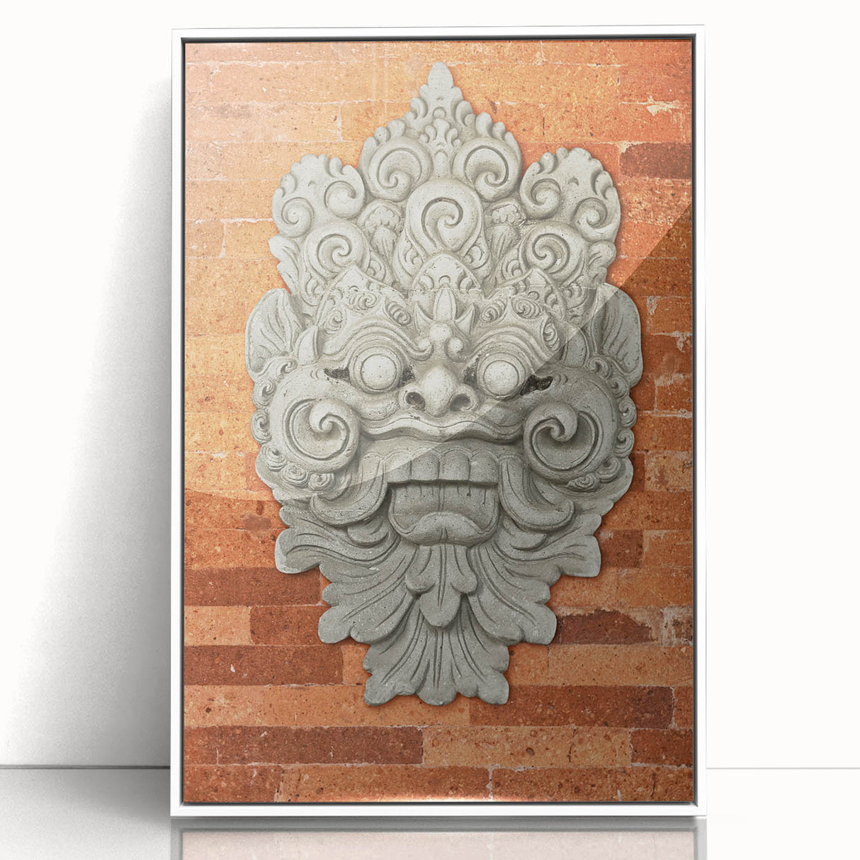 Art deco poster featuring geometric shapes in muted gold and teal, framed acrylic, ideal for nursery wall decor.