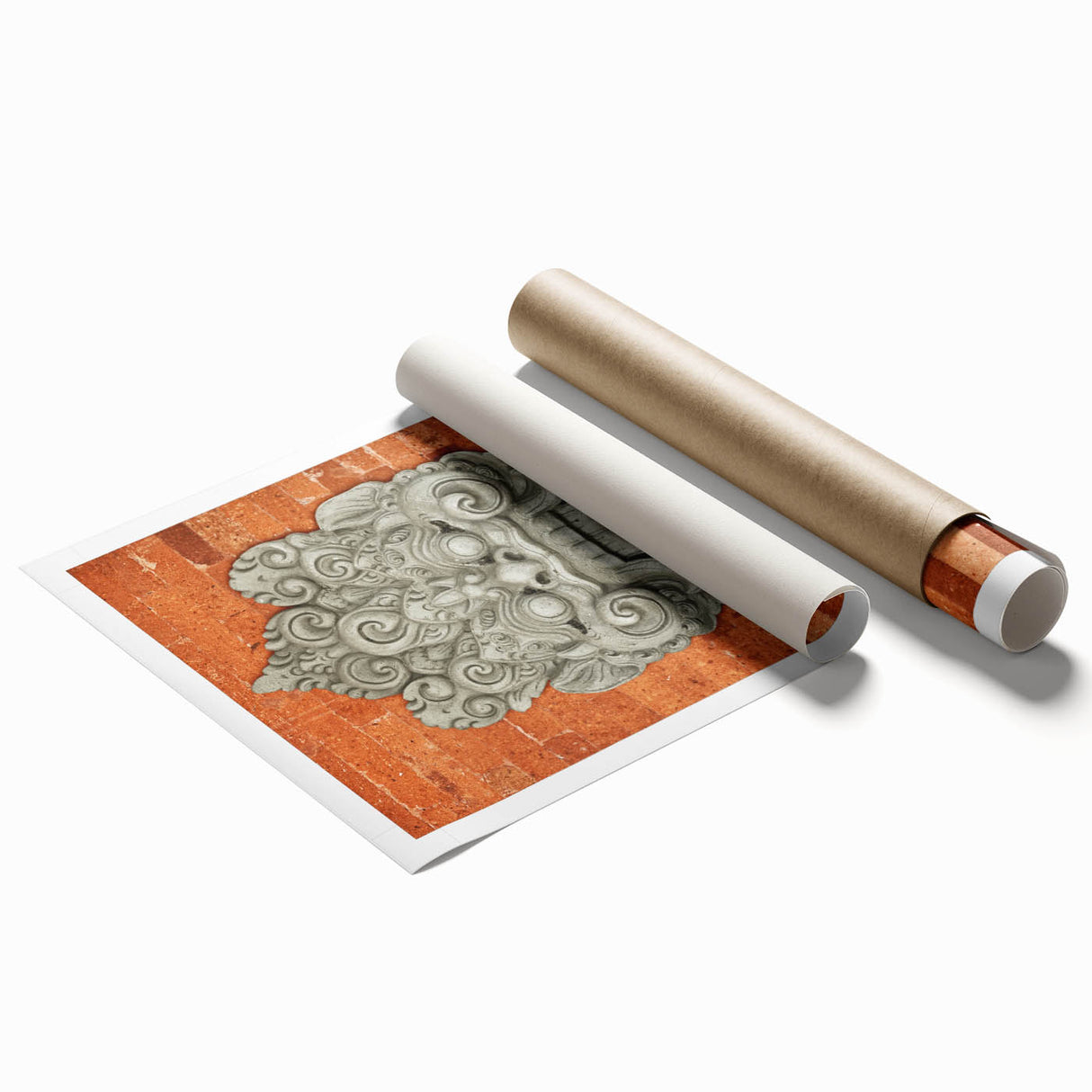 Extra large rolled canvas featuring a floral design in pastel shades.