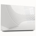 Large abstract wall art on acrylic glass, featuring swirling blue and white patterns, ideal for dining room decor.