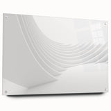 Large abstract wall art on acrylic glass, featuring swirling blue and white patterns, ideal for dining room decor.