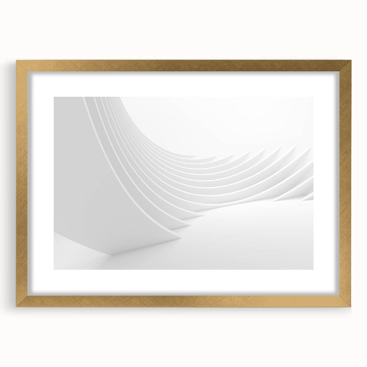 Textured abstract art print in muted gold and beige tones on a framed canvas, ideal for bedroom wall decor.