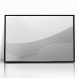Large abstract wall art in muted gray and blue tones on acrylic print, framed in black, suitable for modern art wall decor.