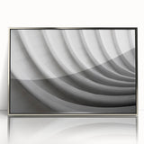 Art deco poster of geometric shapes in muted gold and silver tones on acrylic print, suitable for modern nursery decor.