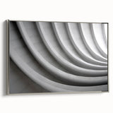 Vintage poster art of a vibrant cityscape on a silver-framed canvas, ideal for living room decor.