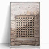Art deco poster featuring geometric patterns in soft pink and cream, acrylic framed, ideal for nursery wall art.