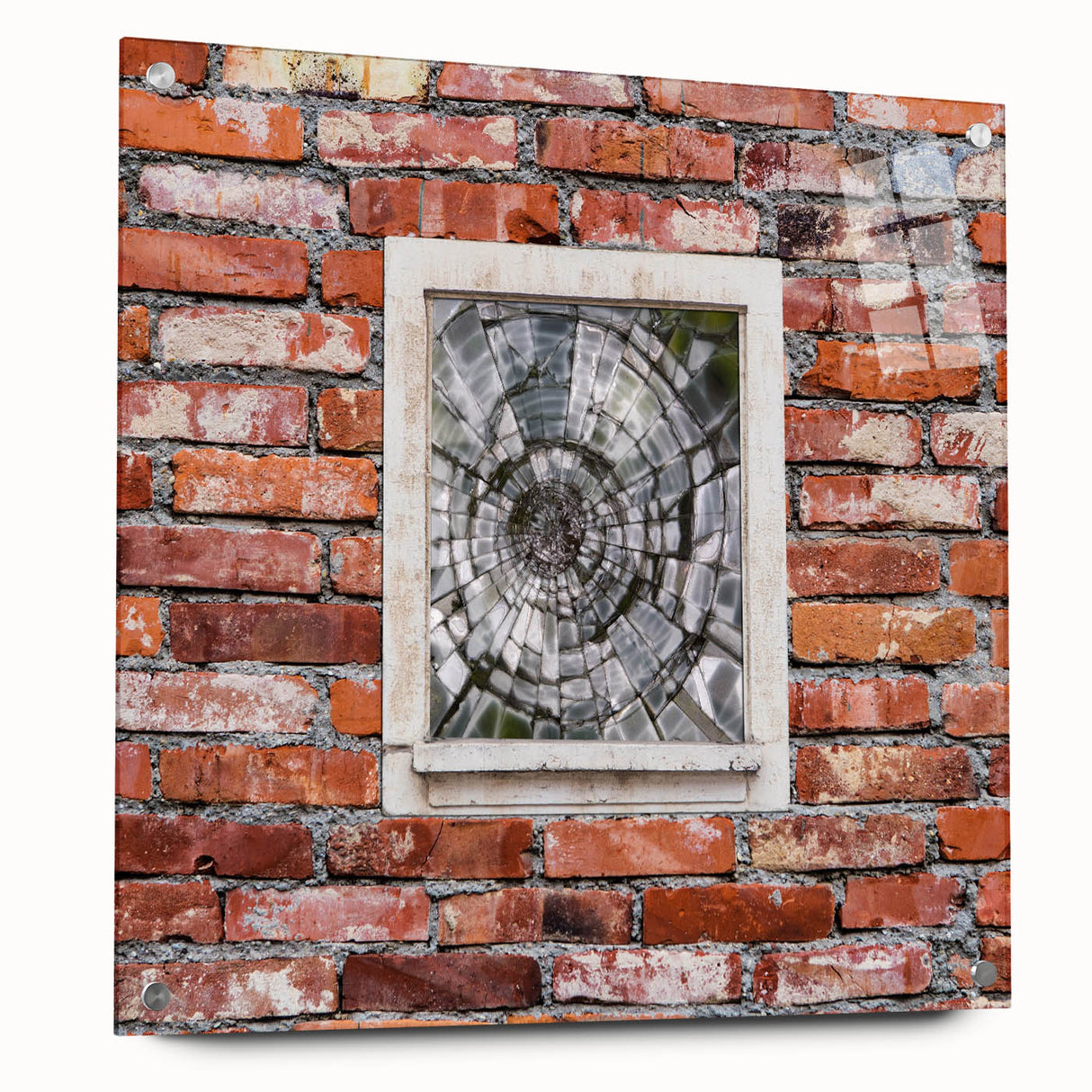 Large abstract wall art on acrylic glass, featuring swirling blue and white patterns.