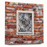 Large abstract wall art on acrylic glass, featuring swirling blue and white patterns.