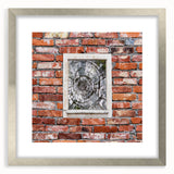 Textured abstract art print in muted gray tones on a framed canvas, suitable for modern bedroom decor.
