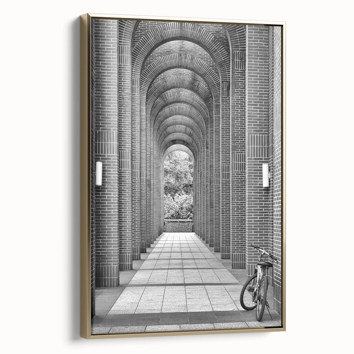 Framed canvas showing a vintage landscape painting in black, ideal for bedroom wall art.