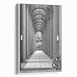 Framed vintage poster art on canvas, featuring a vibrant mix of colors, ideal for extra large wall art in a living room.