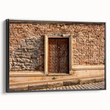Black and white framed canvas featuring a vintage landscape painting, ideal for bedroom wall decor.