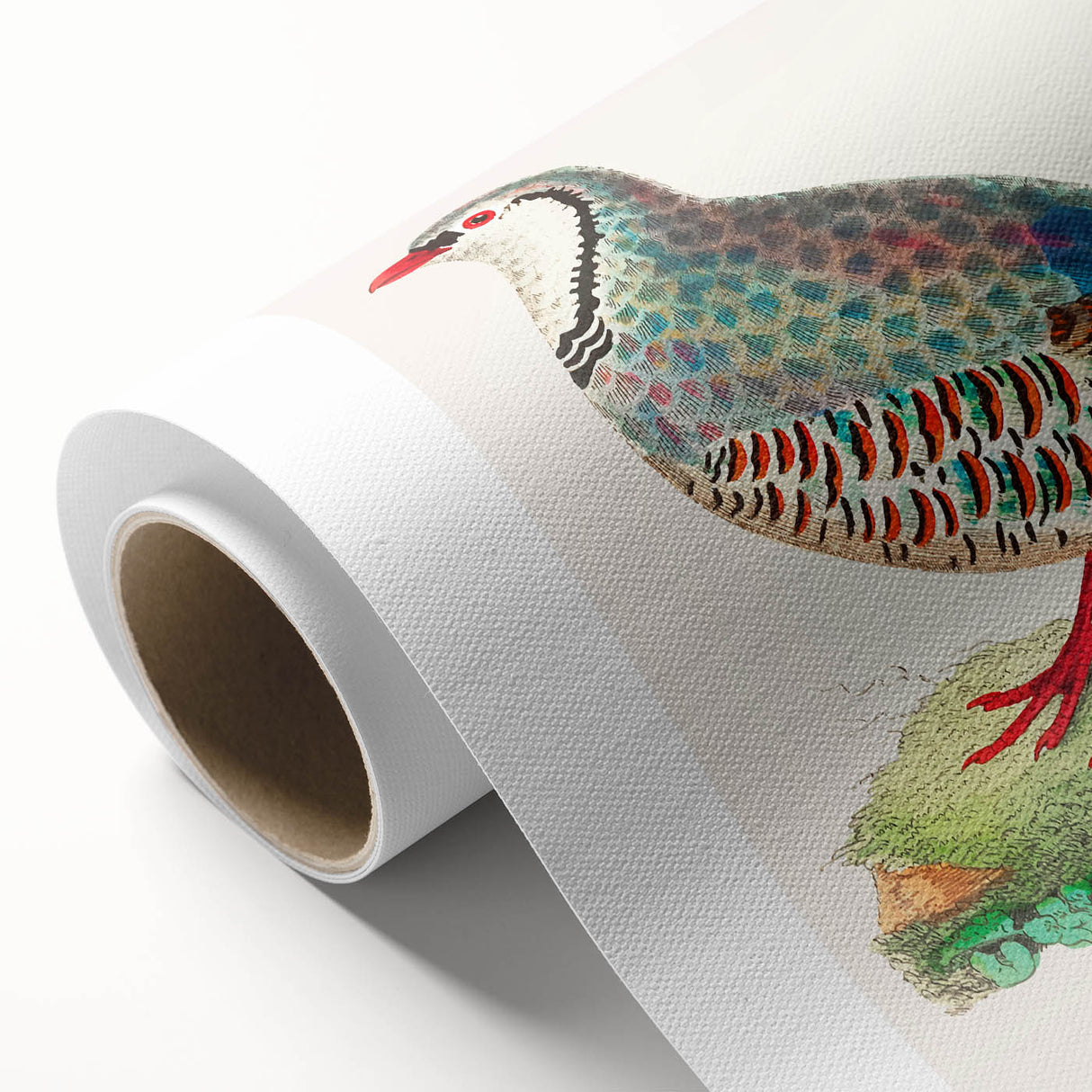 Rolled canvas showcasing vibrant African tribal wall art, featuring intricate patterns and rich colors, securely packaged in a protective cardboard tube for delivery.