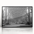 Large abstract wall art in muted gray and blue tones, framed acrylic, ideal for modern living room decor.