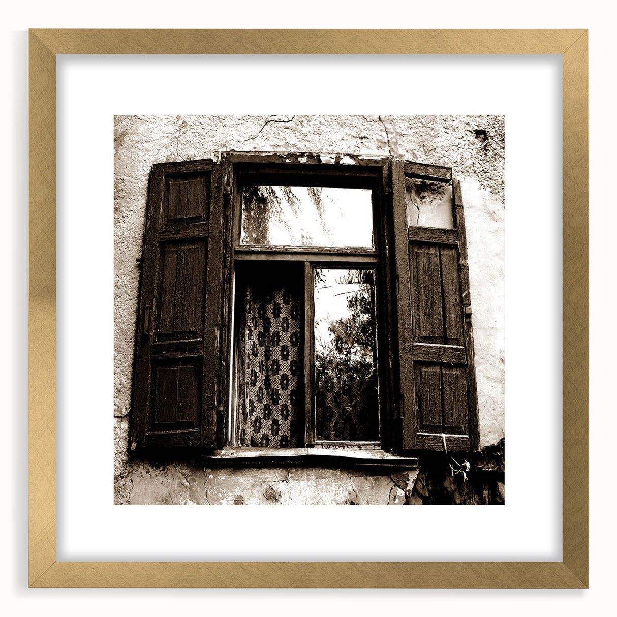 Extra large abstract art print with textured swirls in gold and white hues on a framed canvas.