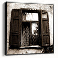 Framed canvas featuring a black and white vintage landscape painting, ideal for bedroom wall art.